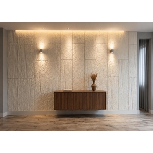 Panel PU Τεχνητής Πέτρας 301020 Stone Skin 60/120cm Beige White