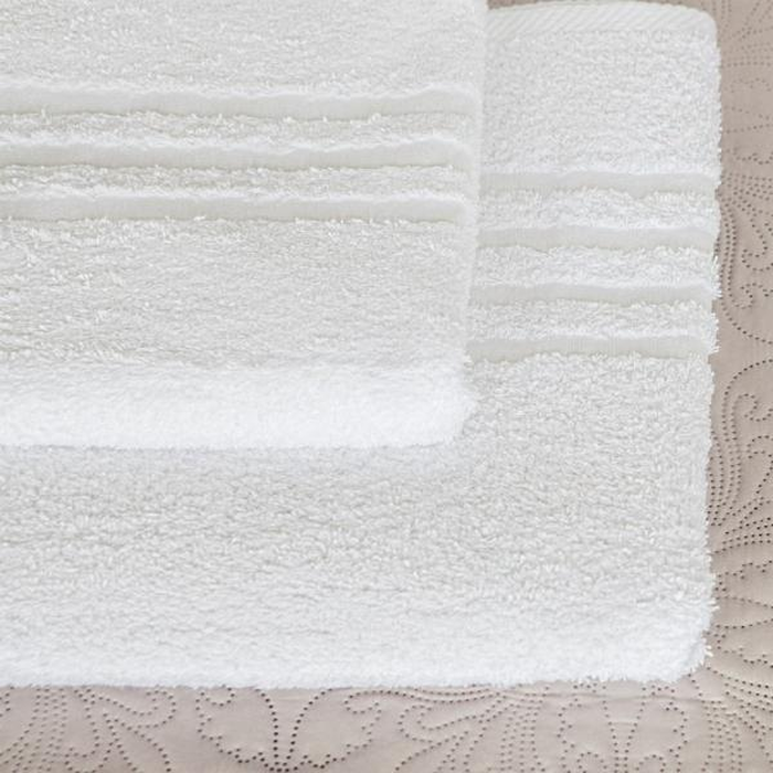 Πετσέτα Λευκή Ξενοδοχείου  70X140 STRIPES Βαμβακερή  550 GSM