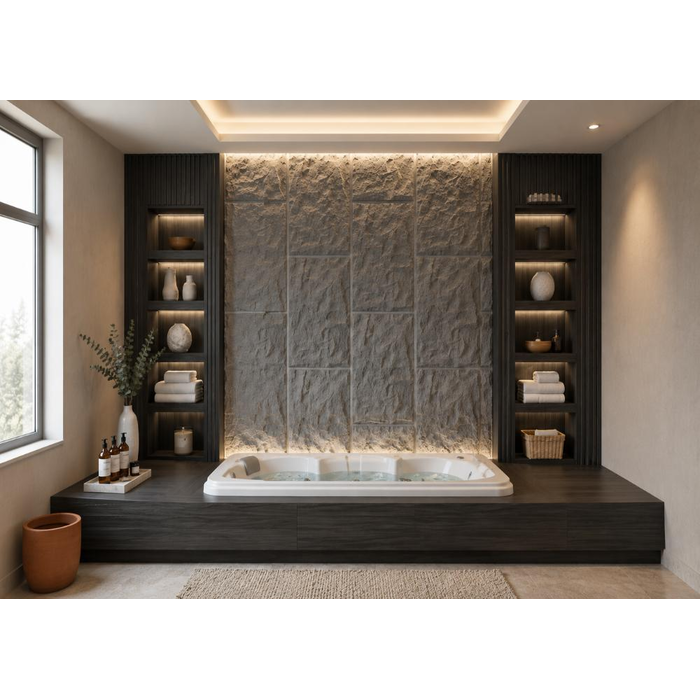 Panel PU Τεχνητής Πέτρας 305040 Stone Skin 60/120cm Light Grey