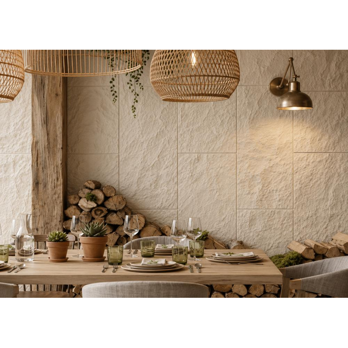 Panel PU Τεχνητής Πέτρας 334020 Rock Stone  60/120cm Beige White