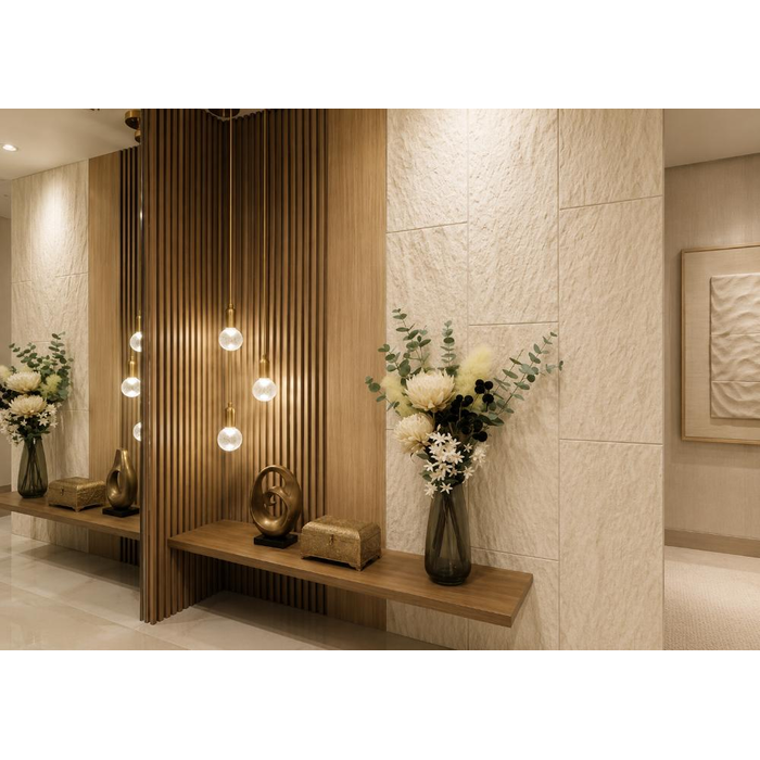 Panel PU Τεχνητής Πέτρας 301020 Stone Skin 60/120cm Beige White