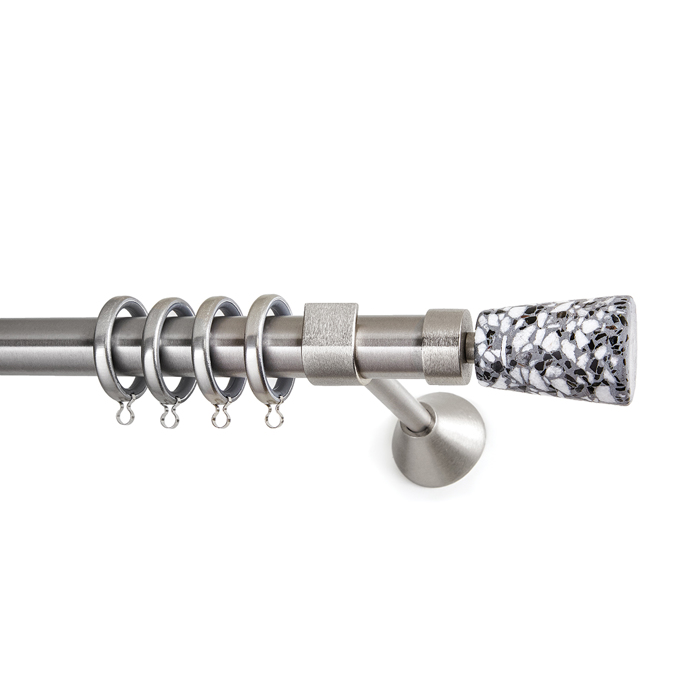 All around Deco Kουρτινόξυλο Φ25 Marble Collection Ionic Nickel - Grey Mosaic