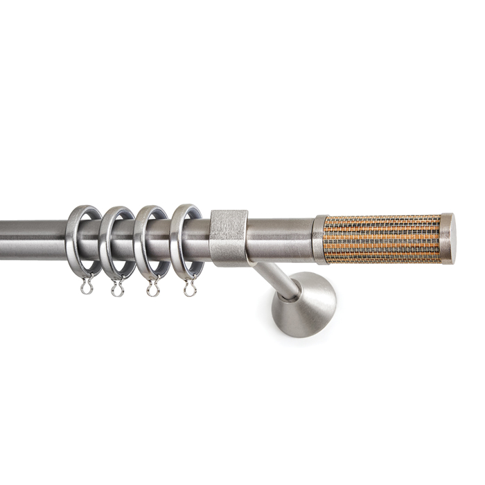 All around Deco Kουρτινόξυλο Φ25  Ios Nickel-Ψάθα Γκρι