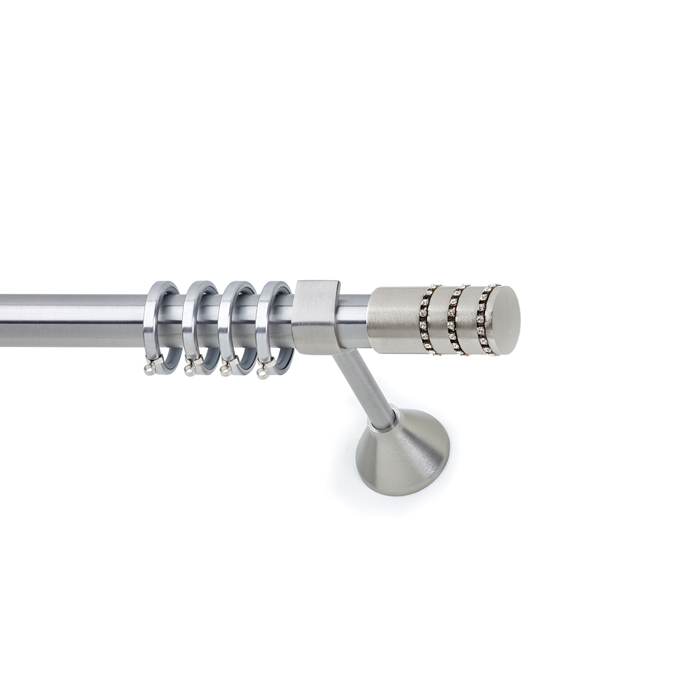 All around Deco Kουρτινόξυλο Φ25 Inox Rigoto Strass Νίκελ Σατινέ